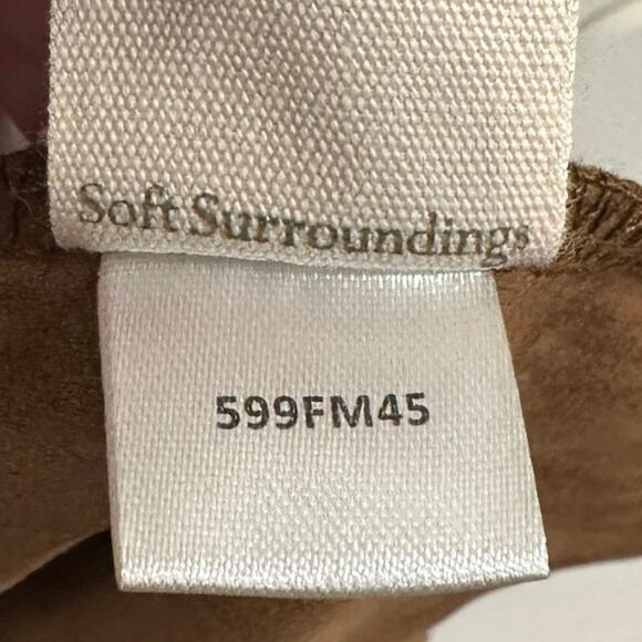 Soft Surroundings Tan Shape Drape Coastal Cowgirl Retro Boho Faux Suede Cardigan - Picture 6 of 7